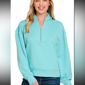 Aqua Quarter-Zip Pullover